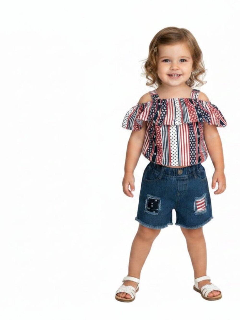 4th of July Outfit: American Flag Shirt & Distressed Denim Shorts